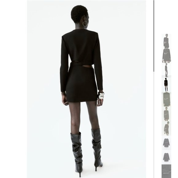 NWT ZARA BELTED CUT OUT DRESS BLACK - Picture 3 of 7
